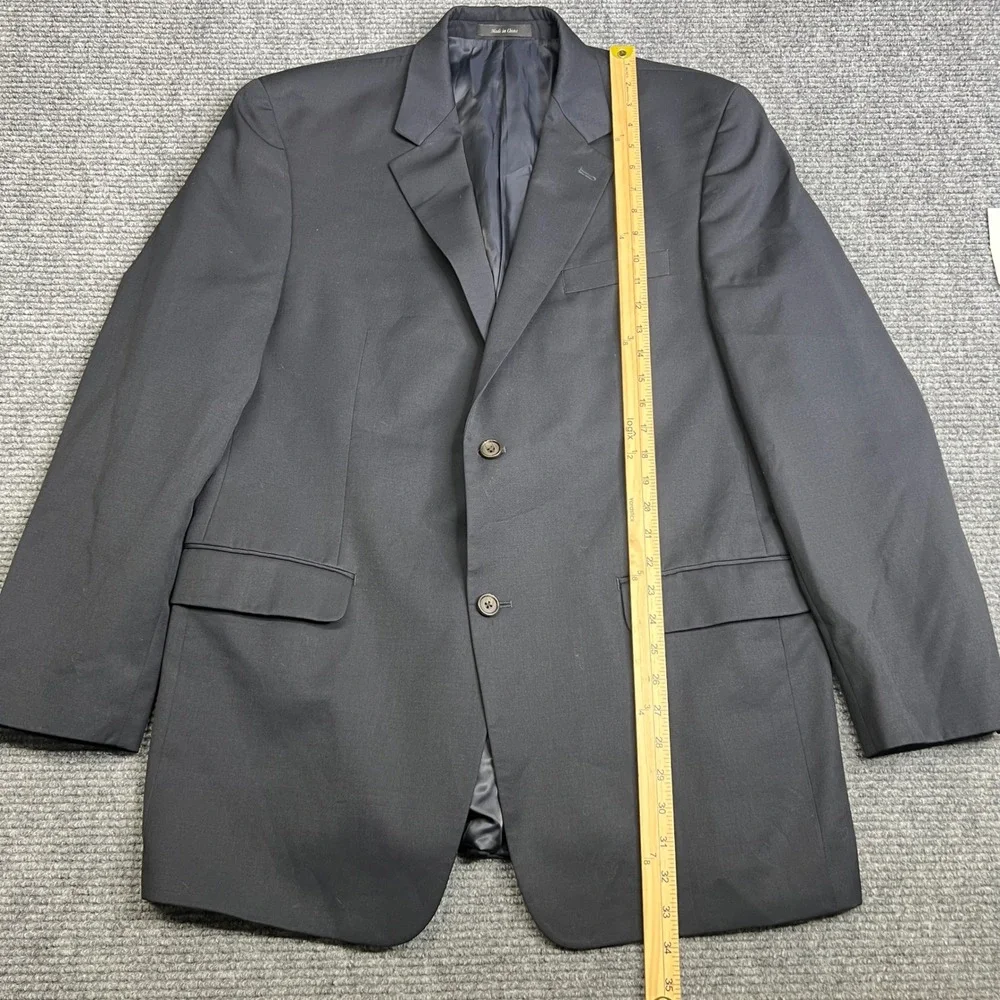 Ralph Lauren Mens Navy Blue 100% Wool Two Button Blazer Sport Coat 44L